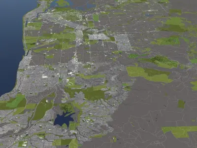 Adelaide Australia 50x50km 3D City Map 3D model