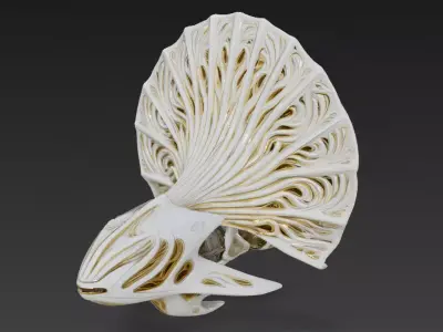 Fantasy Cyber Fish Creature Model Low-poly 3D model