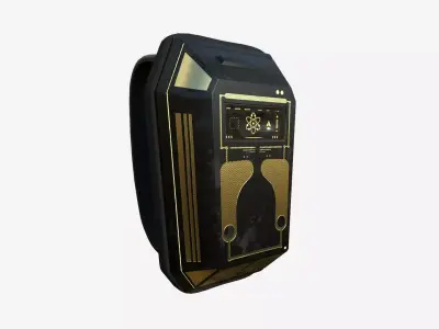 SciFi Backpack E03 Black Gold - Fashion Character Design Low-poly 3D model