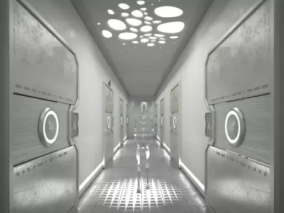 Animated Sci-Fi Corridor  Low-poly 3D model