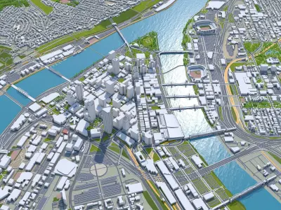 Pittsburgh Downtown Pennsylvania Low-poly 3D model