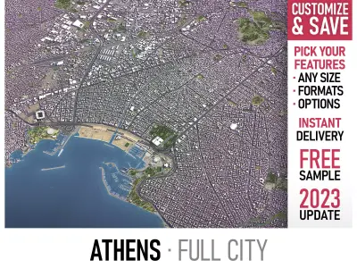 Athens - 3D City Model Low-poly 3D model