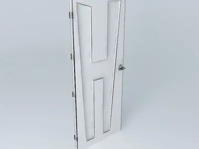 Letter H 3D door very detail with glass lock and hinger Free 3D model