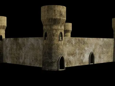 Castle 3D model PBR materials 4K Low-poly 3D model