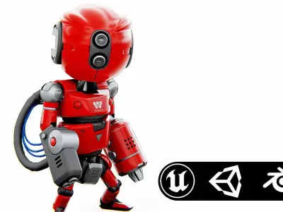 INDUSTRIAL BOT V-2  Rigged for Unreal Engine - Unity - MIXAMO  3D model