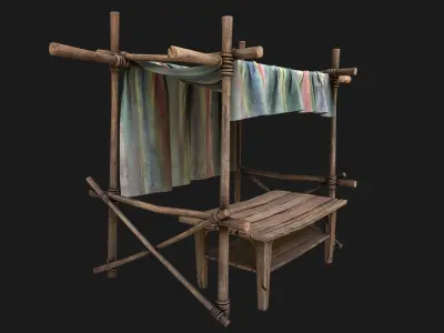 Market Stall Colored Lines Tent Low-poly 3D model