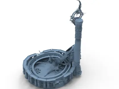 Final fantasy Inspired clock tower island  3D model