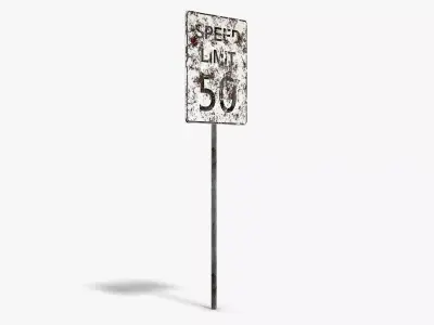Damaged Speed Limit Sign Low-poly 3D model