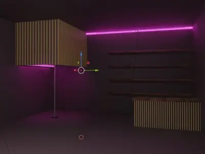 Strip-tease Bar Club With Pole Dance and Neon Light  Free low-poly 3D model