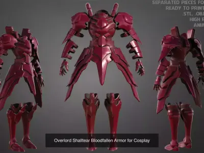Overlord Shalltear Bloodfallen Full Armor and Lance for Cosplay 3D Model Pack