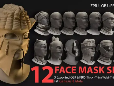 12 FACE MASK PACK - vol01 3D model