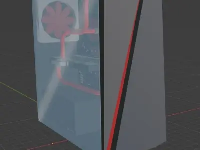 Watercooled gaming PC  Low-poly 3D model