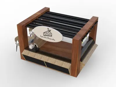 Stand - Kiosk cupcakes 3D Model  Free 3D model