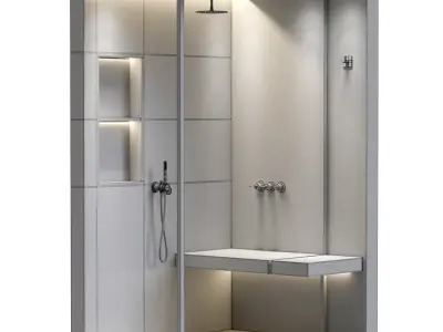 Corner Shower Cabins 17 Low-poly 3D model