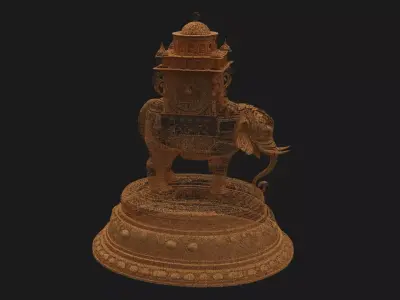 Golden Elephant Figurine  Low-poly 3D model