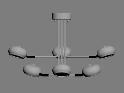 Curved Stix Chandelier 6 Black 3D model