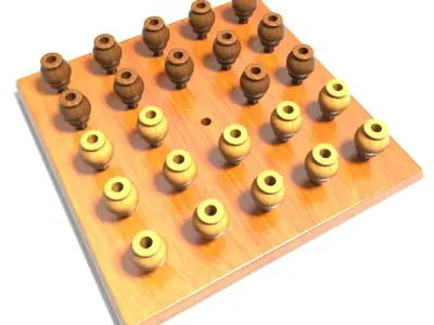 Gomoku 3D wooden chess board 3D model