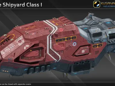 Scifi Mobile Shipyard Class II Low-poly 3D model