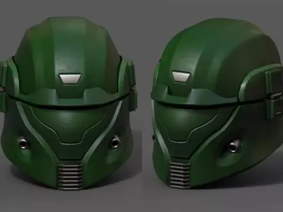 Helmet scifi fantasy pilot cyborg robot armor develop  Low-poly 3D model