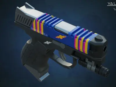 Sci-fi Pistol Low-poly 3D model 16