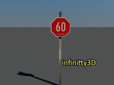 Road Sign - Speed Limit Pack   Low-poly 3D model