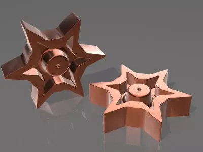 Steampunk star knob grip handle door opener 3D print model