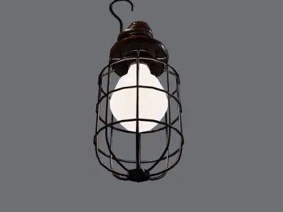 lantern model light bulb in cage Low-poly 3D model