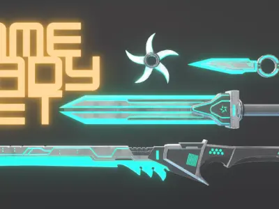 Sci-Fi Melee Weapons Pack  Game Ready Set Low-poly 3D model