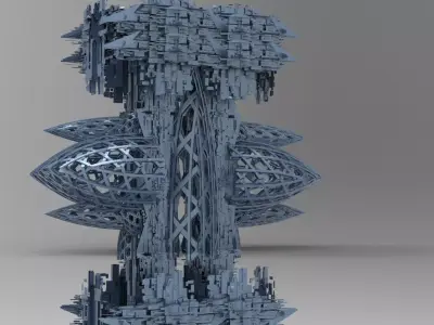 Covenant Skyscraper Docking tower rig  Low-poly 3D model