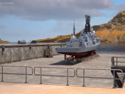  British Naval Warship Type 26 Drydock Grey 