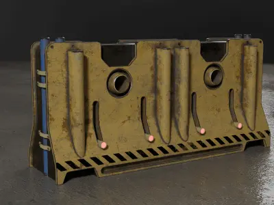 Wooden - Metal Sci-Fi  Cyberpunk Barrier Collection Low-poly 3D model