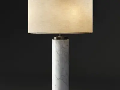 CYLINDRICAL COLUMN MARBLE TABLE LAMP 3D model