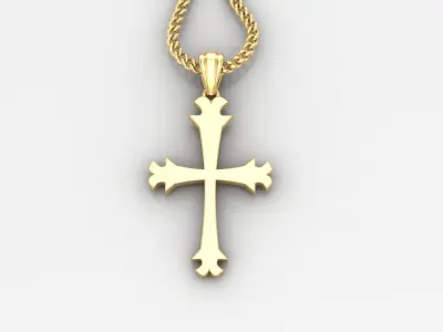 Light Gold 18K Cross Pendant 1CP025 3D print model