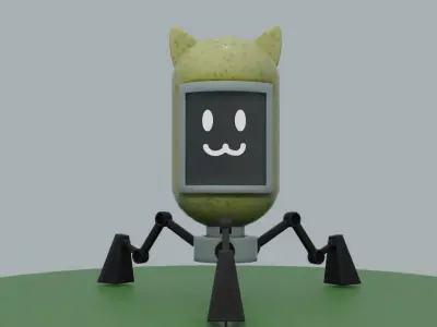 Robo-cat Low-poly 3D model