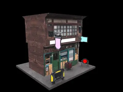 Cyberpunk Building Low-poly 3D model purchase