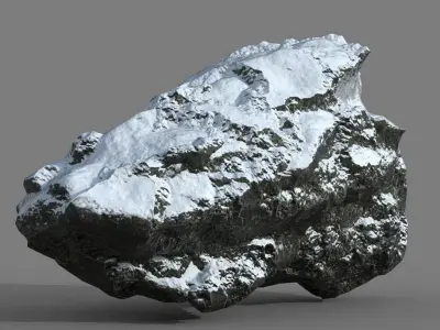 Low poly Snow Rock -190426 Low-poly 3D model
