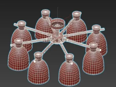 folke light fixture with six shades of gold 3D model