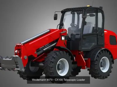 Weidemann 4070 - CX100 Telescopic Loader - With 9 Front Parts 3D Model Pack