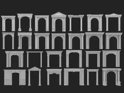 Arched facade columns doorway pilaster 2 3D model
