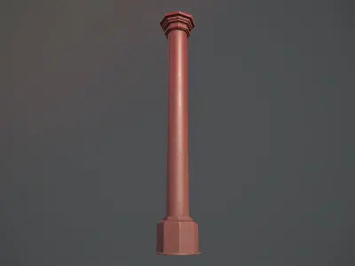 Barrier Bollard pack 3 Red v1 Low-poly 3D model