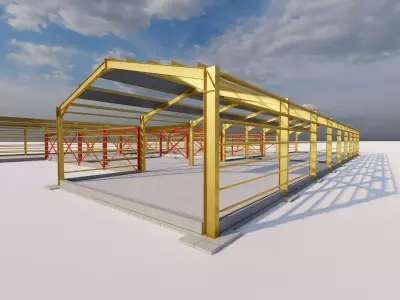 Structural Metal frame buildings-Warehouse Building 3D model