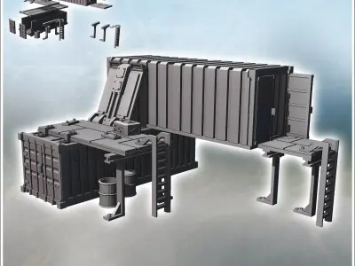 Large outpost with two arranged containers multiple access ladde 3D print model