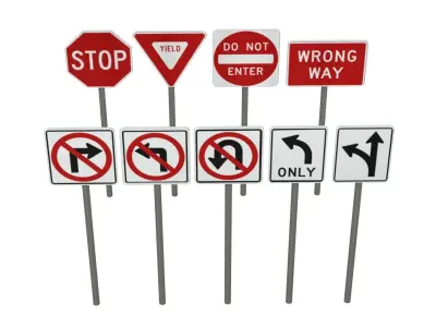 road sign Low-poly 3D model