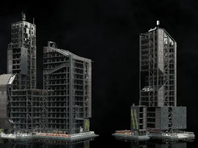 Realistic Urban Skyscraper Pack 3D model
