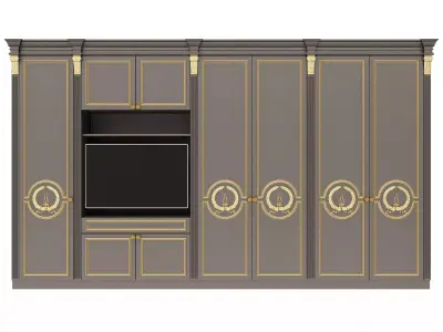 Classic Wardrobe Furniture 0401 Black Low-poly 3D model