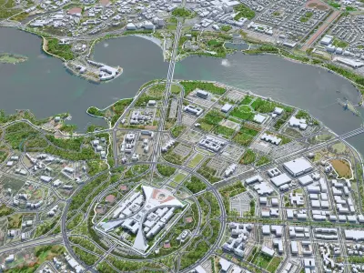 Canberra Downtown Australia Low-poly 3D model