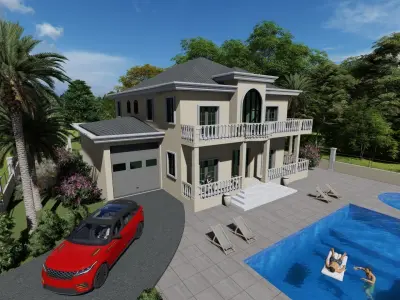 Villa Exterior Scene 3D model 3D model