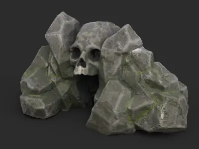 Rock Skull 1001 - Grey Jagged Stone Low-poly 3D model
