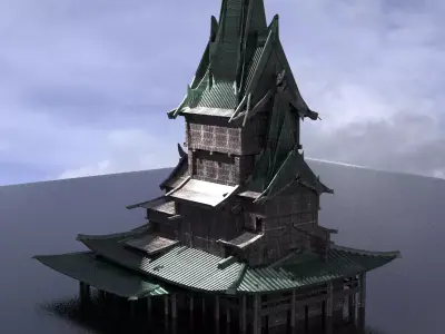 JapanTemple Ruin 2  3D model