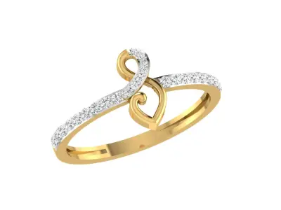 Light Weight Yellow Gold Diamond Ring  -EZ R-123 3D print model